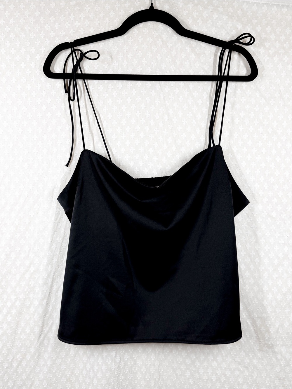 Abercrombie & Fitch Black Satin Spaghetti Strap Smocked Camisole Top